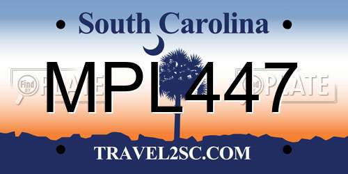 MPL447 South Carolina License Plate