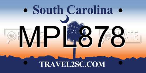 MPL878 South Carolina License Plate