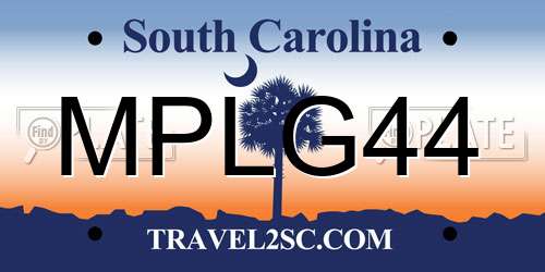 MPLG44 South Carolina License Plate