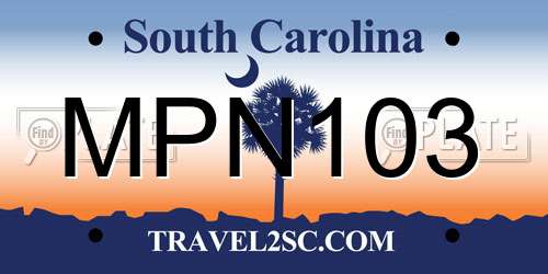 MPN103 South Carolina License Plate