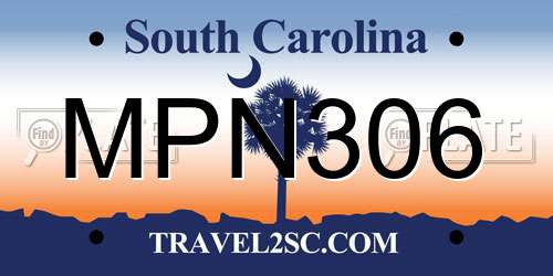 MPN306 South Carolina License Plate