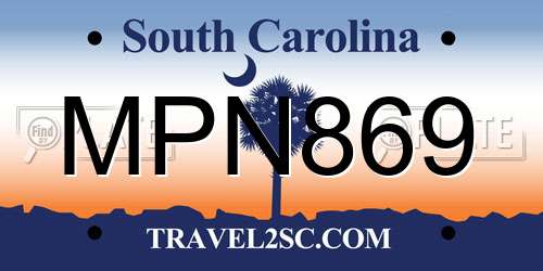 MPN869 South Carolina License Plate