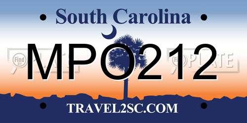 MPO212 South Carolina License Plate