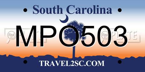 MPO503 South Carolina License Plate