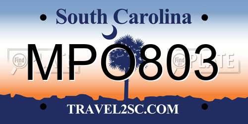 MPO803 South Carolina License Plate