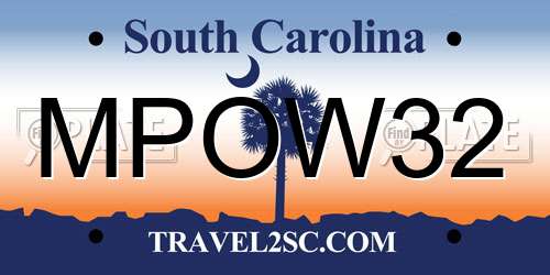 MPOW32 South Carolina License Plate