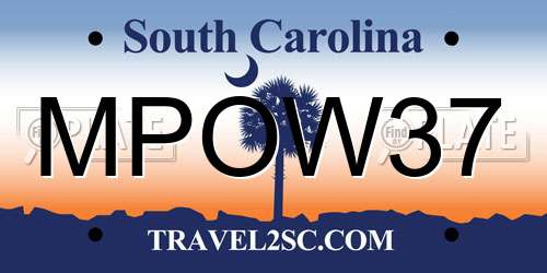 MPOW37 South Carolina License Plate