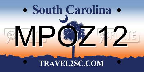 MPOZ12 South Carolina License Plate