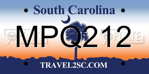 MPQ212 South Carolina License Plate