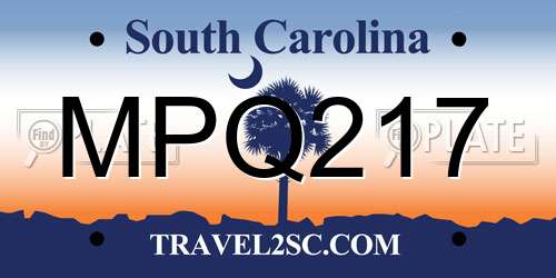 MPQ217 South Carolina License Plate