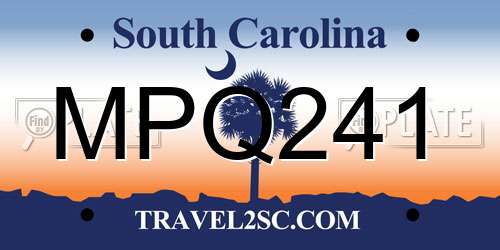 MPQ241 South Carolina License Plate