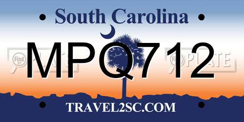 MPQ712 South Carolina License Plate