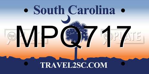 MPQ717 South Carolina License Plate