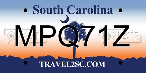 MPQ71Z South Carolina License Plate