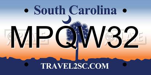 MPQW32 South Carolina License Plate