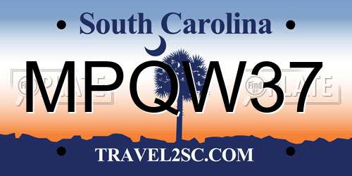 MPQW37 South Carolina License Plate