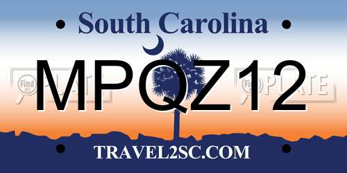 MPQZ12 South Carolina License Plate