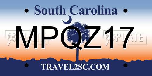 MPQZ17 South Carolina License Plate