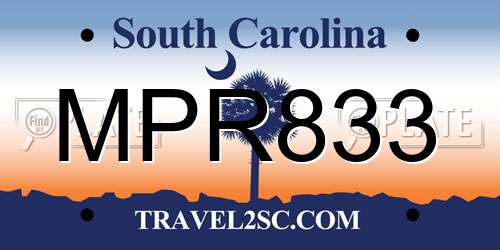 MPR833 South Carolina License Plate