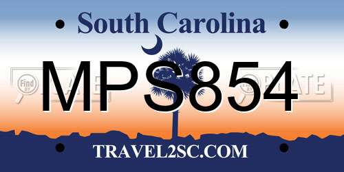 MPS854 South Carolina License Plate