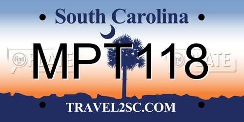 MPT118 South Carolina License Plate