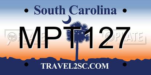 MPT127 South Carolina License Plate