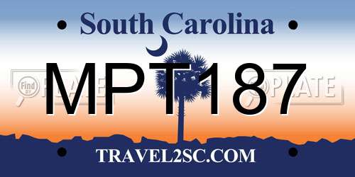 MPT187 South Carolina License Plate