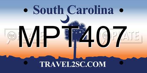 MPT407 South Carolina License Plate
