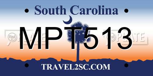 MPT513 South Carolina License Plate