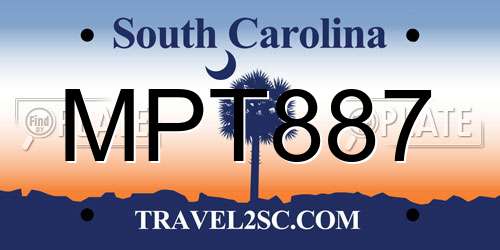 MPT887 South Carolina License Plate