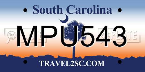 MPU543 South Carolina License Plate