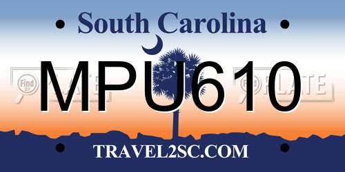 MPU610 South Carolina License Plate