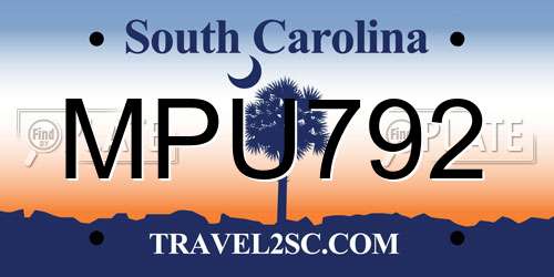 MPU792 South Carolina License Plate