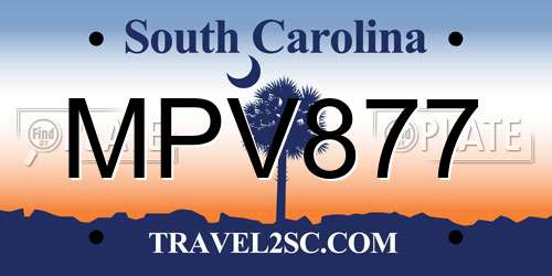 MPV877 South Carolina License Plate