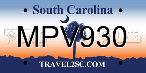 MPV930 South Carolina License Plate