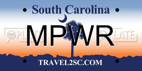 MPWR South Carolina License Plate