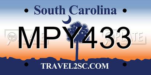 MPY433 South Carolina License Plate