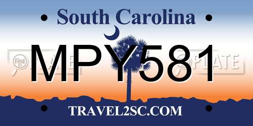 MPY581 South Carolina License Plate