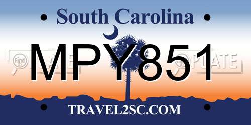 MPY851 South Carolina License Plate