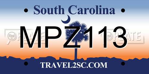 MPZ113 South Carolina License Plate