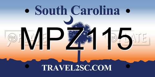 MPZ115 South Carolina License Plate