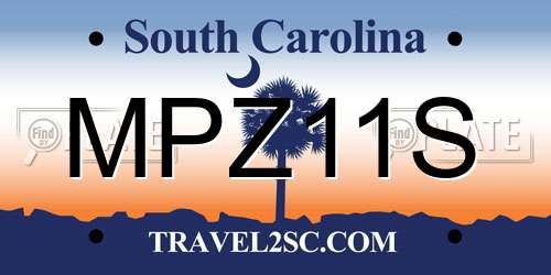 MPZ11S South Carolina License Plate
