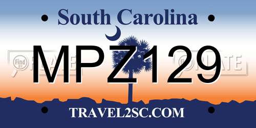 MPZ129 South Carolina License Plate