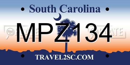 MPZ134 South Carolina License Plate