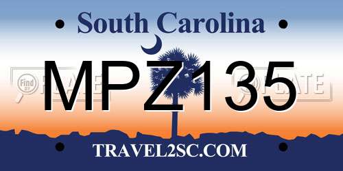 MPZ135 South Carolina License Plate