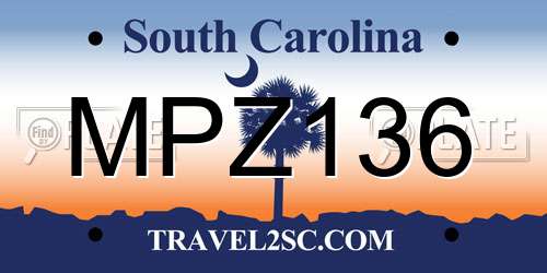 MPZ136 South Carolina License Plate