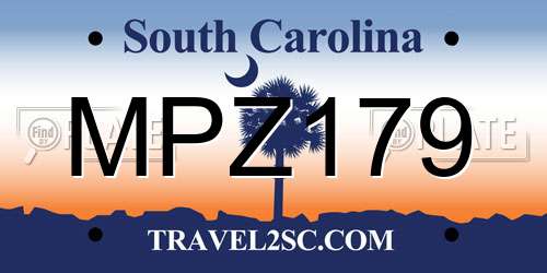 MPZ179 South Carolina License Plate