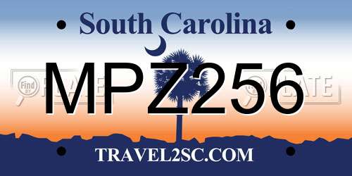 MPZ256 South Carolina License Plate