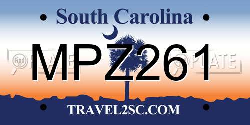 MPZ261 South Carolina License Plate
