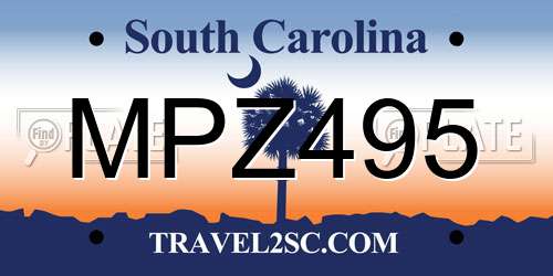 MPZ495 South Carolina License Plate